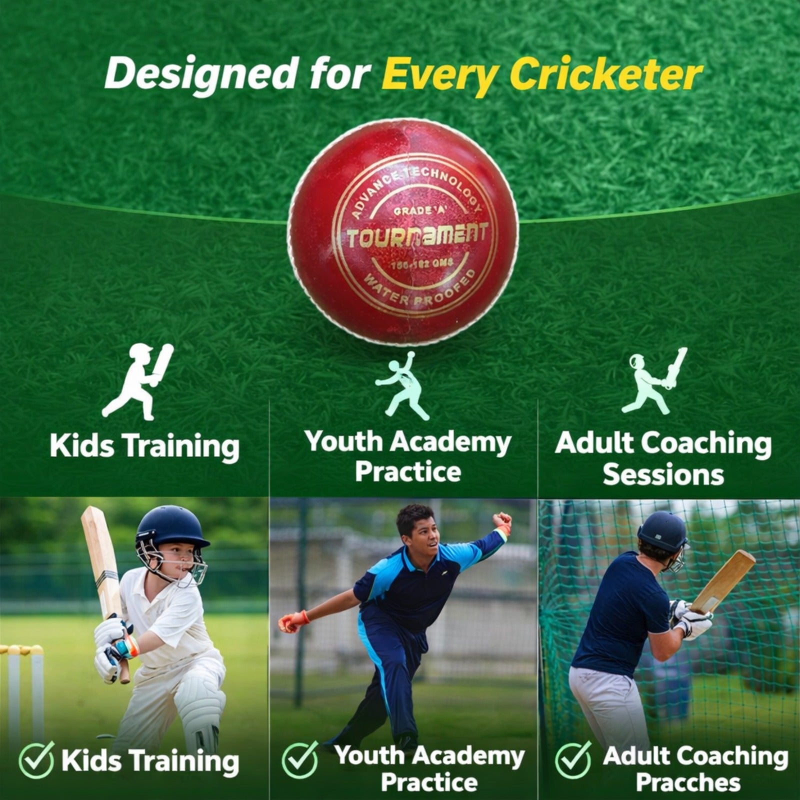 Sterozide Leather Cricket Ball for Practice &amp; Training | for Kids, Youth &amp; Adults | Indoor &amp; Outdoor Cricket, Coaching, Fitness, Recreation | Standard Size Training Ball | Pack of 6 Balls |