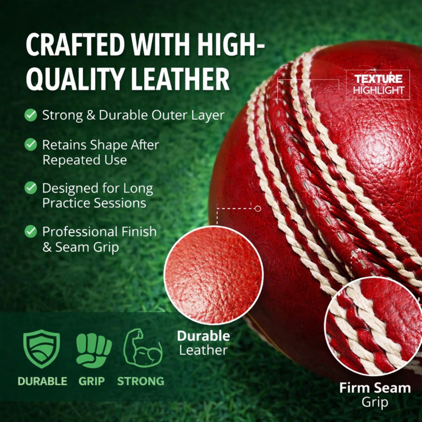Sterozide Leather Cricket Ball for Practice &amp; Training | for Kids, Youth &amp; Adults | Indoor &amp; Outdoor Cricket, Coaching, Fitness, Recreation | Standard Size Training Ball | Pack of 6 Balls |