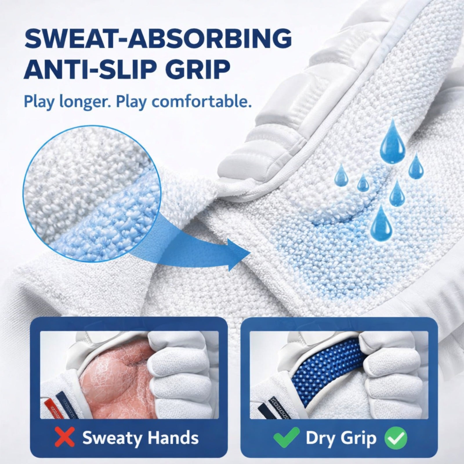 Sterozide Super Test Cricket Batting Gloves – Men’s Right Hand | Top-Line Real Leather Gloves with Sweat-Absorbing Grip