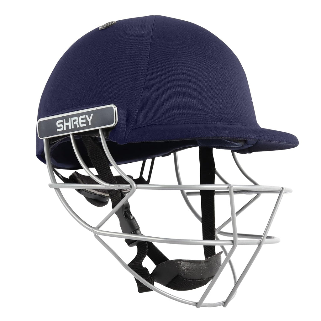 Premium 3.0 Mild Steel Visor Cricket Helmet with Mesh Bag | Rotary Adjustment System, Air Vent Holes | Comfortable Fit (Navy - L)