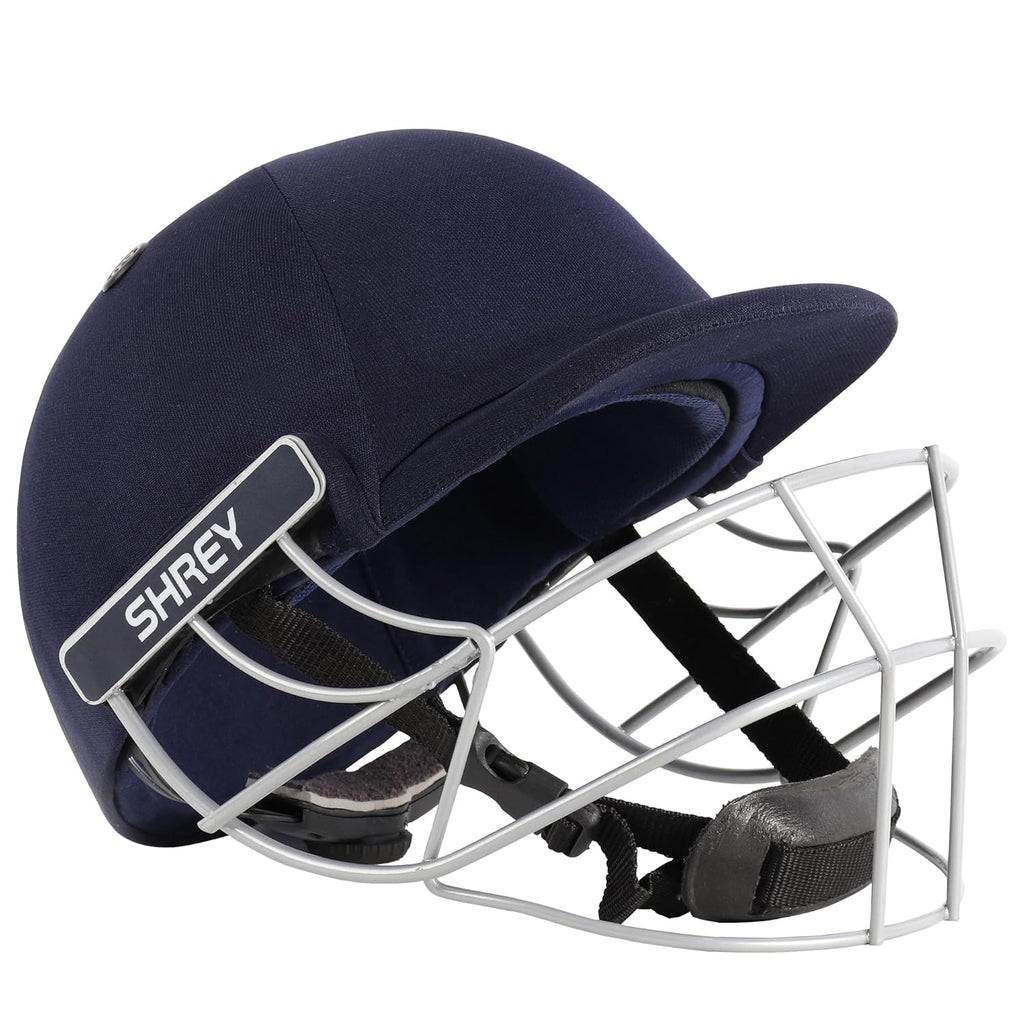 Premium 3.0 Mild Steel Visor Cricket Helmet with Mesh Bag | Rotary Adjustment System, Air Vent Holes | Comfortable Fit (Navy - L)